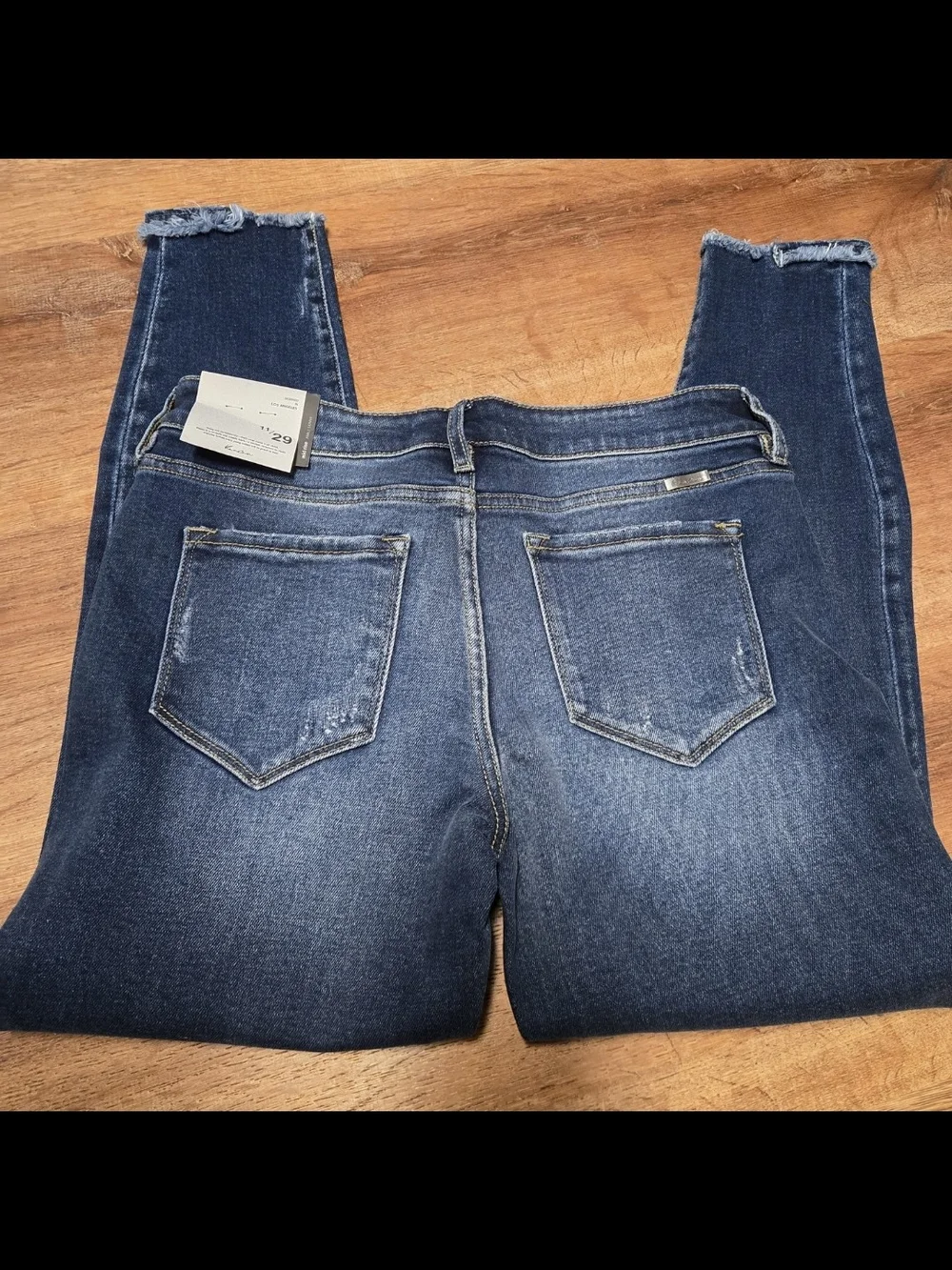 NWT!! KanCan Dark Blue Mid Rise Ankle Skinny Jeans 11 / 29 Raw Hem